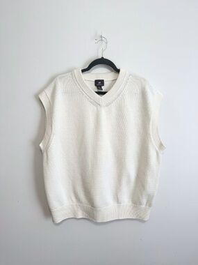 Men's H&M White Sweater Vest Relaxed Fit XL